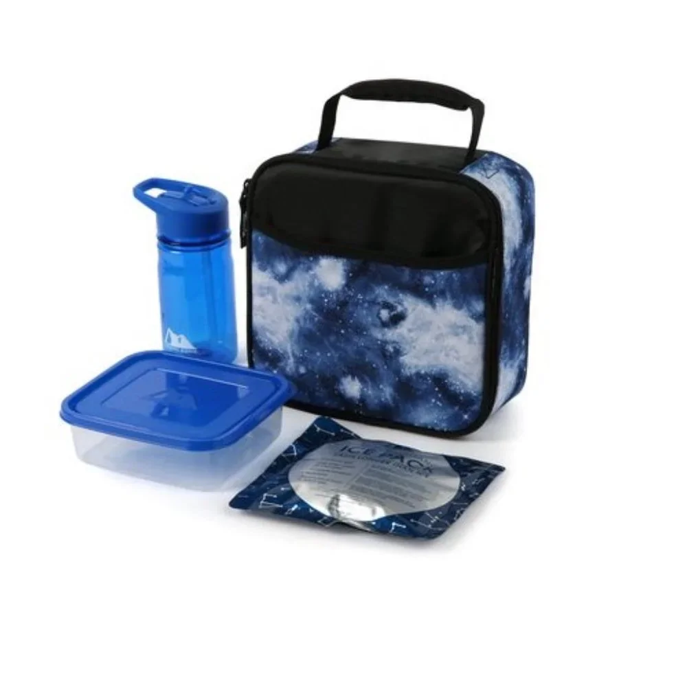 Arctic Zone Antimicrobial Lunch Box with Ice Pak Container + Water Bottle Galaxy